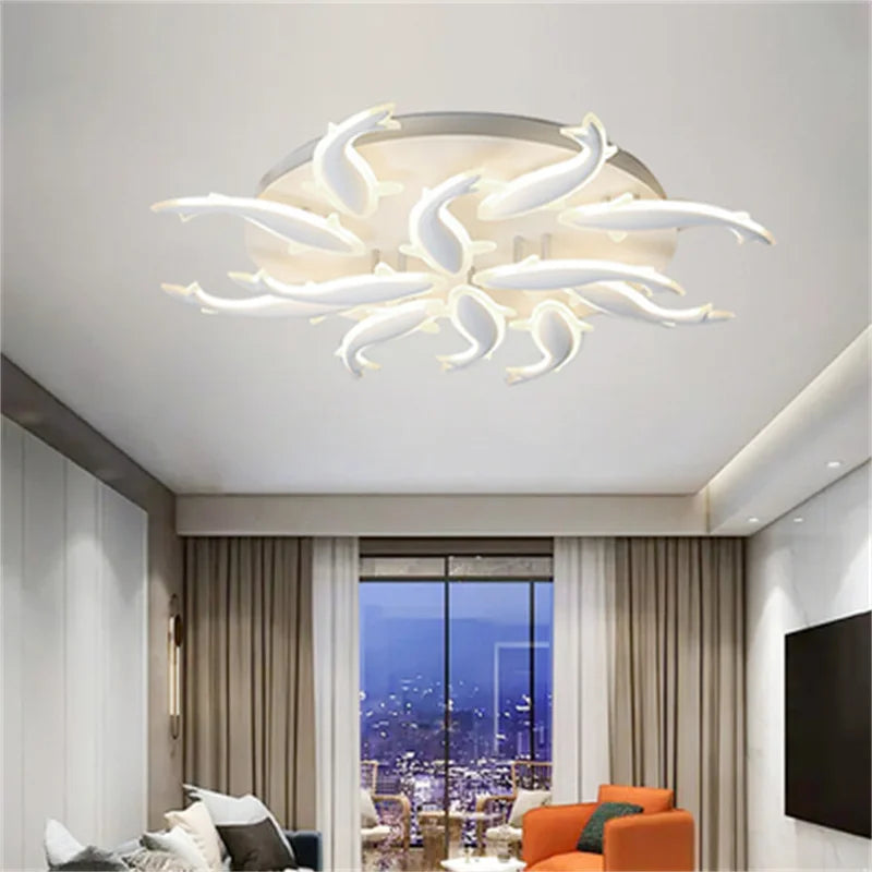 Modern LED ceiling light in metal and acrylic for indoor use