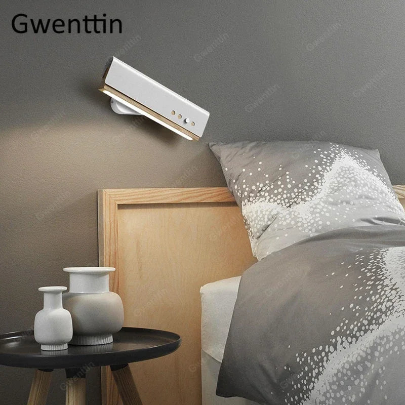 Wood wall light with decorative strips and LED
