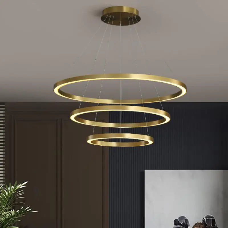 Nordic circular LED chandelier for luxurious interior decor - vue 3 sur 12