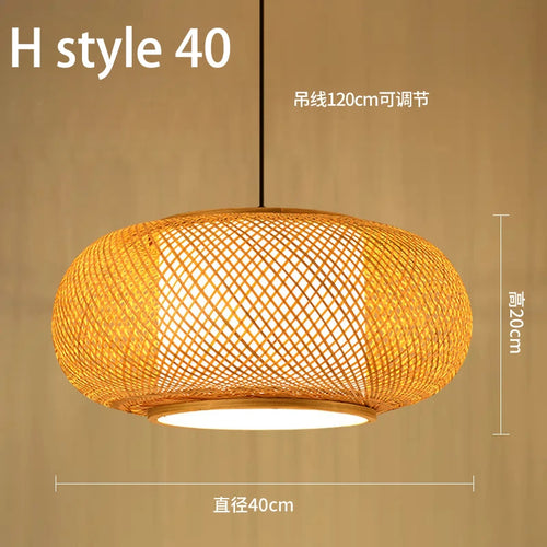 Handmade Chinese style bamboo chandelier with vintage pastoral weaving - vue 25 sur 30
