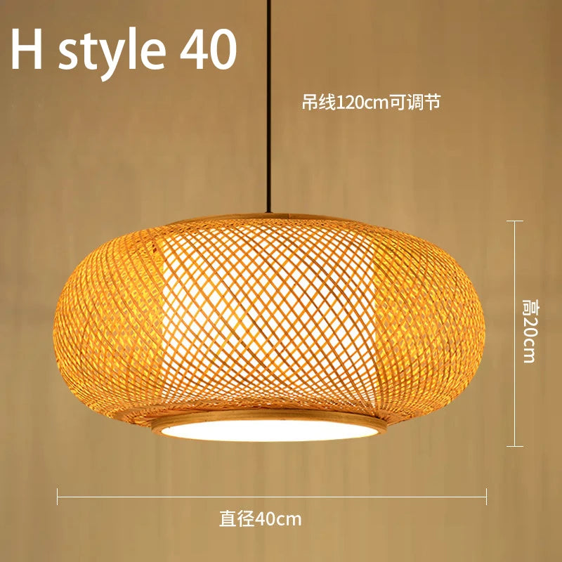 Handmade Chinese style bamboo chandelier with vintage pastoral weaving - vue 24 sur 30
