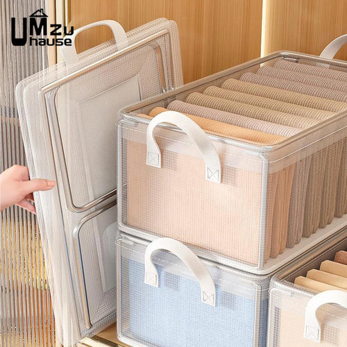 Set of 2 clear baskets with metal frame for versatile storage - vue 4 sur 7