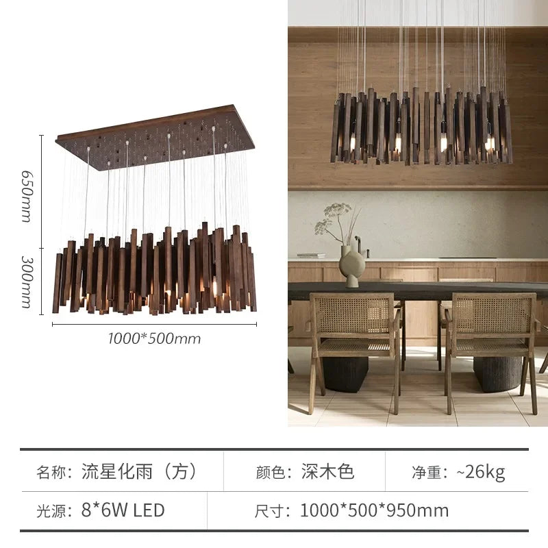 Solid wood Chinese restaurant chandelier - vue 12 sur 16