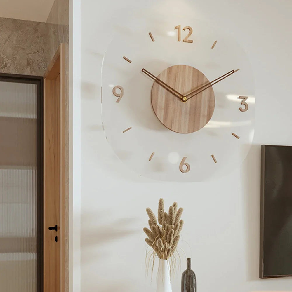 minimalist silent wooden hanging wall clock