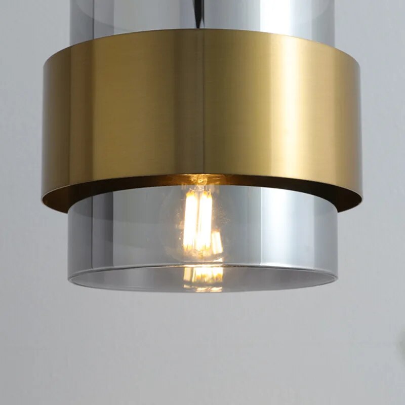 Modern minimalist gold art glass pendant light - vue 7 sur 15