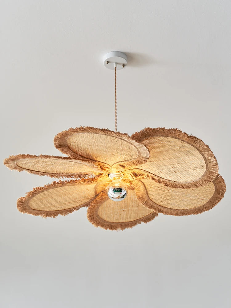 Artistic petal pendant light with woven flower design