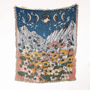 Nordic boho landscape pattern throw for sofa and picnic