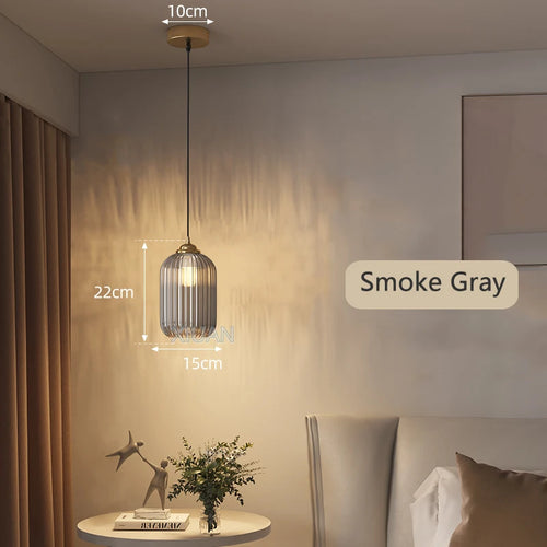 Vintage striped glass pendant light for restaurant - vue 10 sur 9