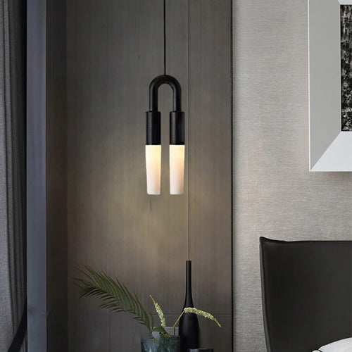 Modern LED pendant light in metal and acrylic with adjustable cord - vue 2 sur 6