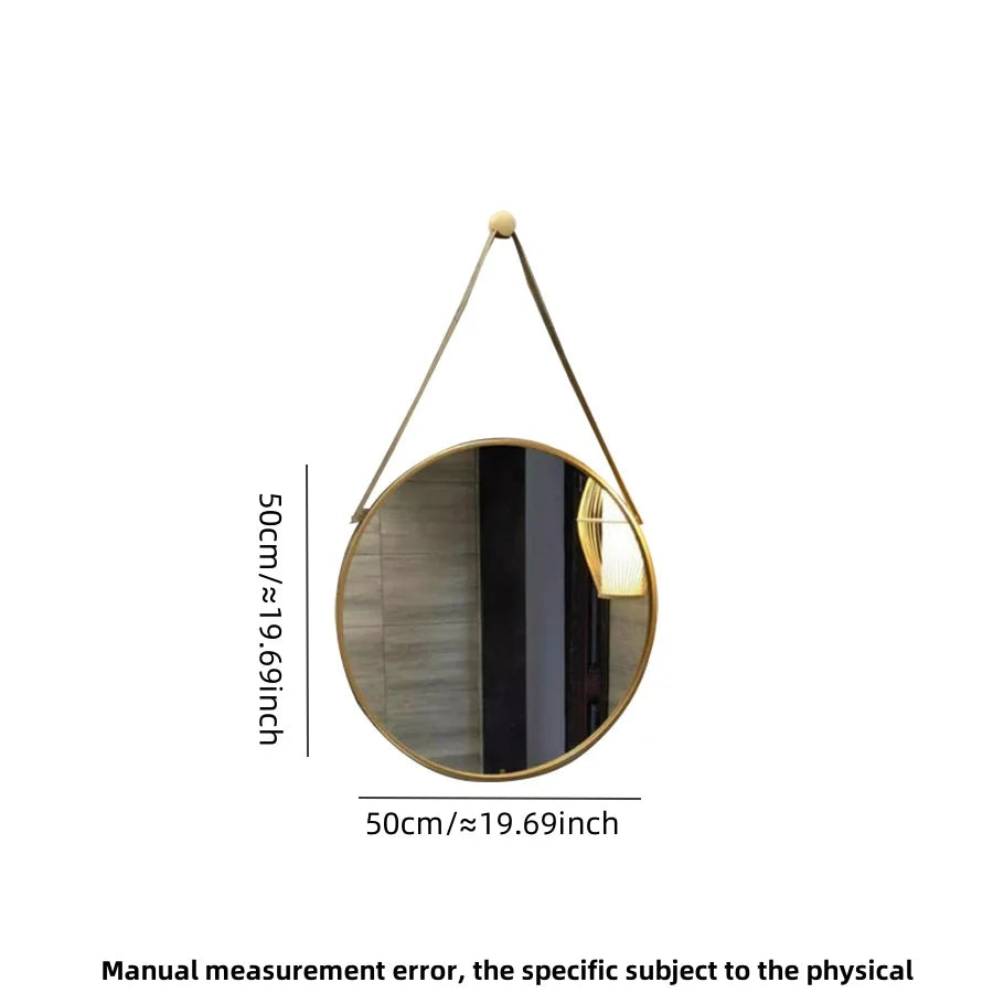 round gold wall mirror for bathroom and hairdressing - vue 13 sur 18