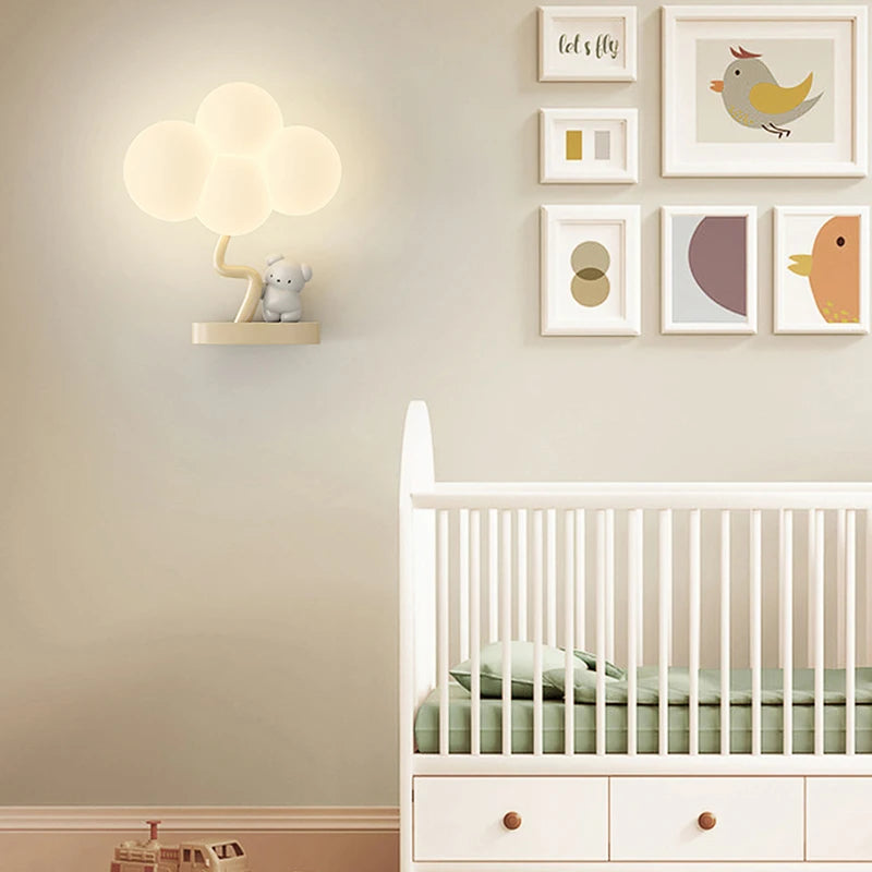 Creative bear and monkey wall lamp for baby - vue 4 sur 10