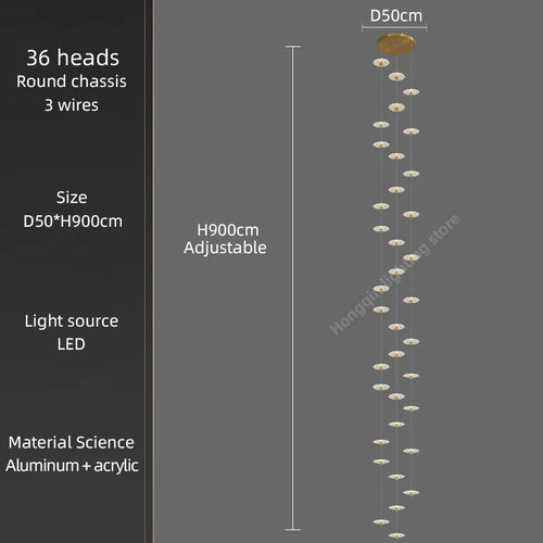 Modern LED chandelier for decorative indoor lighting - vue 26 sur 26