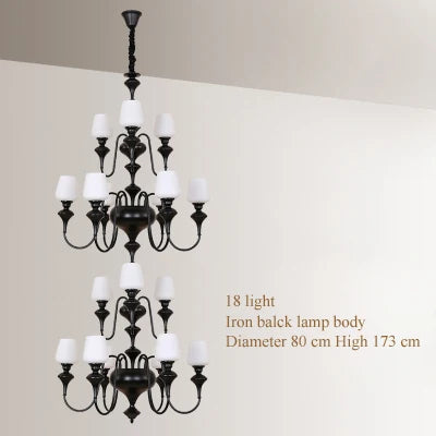 Copper chandelier with elegant and modern glass shade - vue 13 sur 22