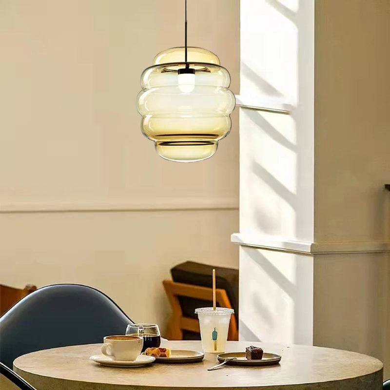 Clear glass pendant light with adjustable wire for restaurant