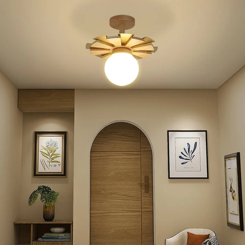 Nordic wooden hanging wall light with swing arm LED - vue 5 sur 7