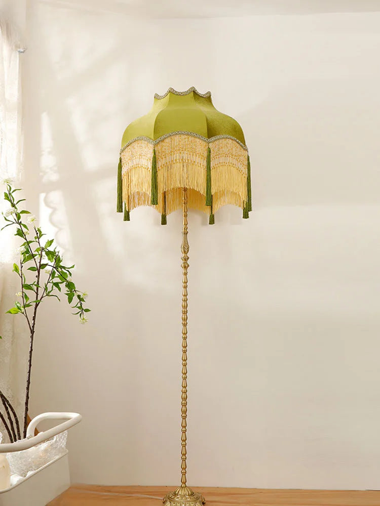 Vintage floor lamp with tassels decorative French design
