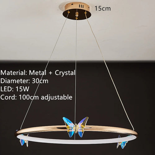 suspension led anneau d'or avec motif papillon - vue 15 sur 20