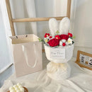 Knitted rose bouquet cartoon gift for valentine’s day and christmas