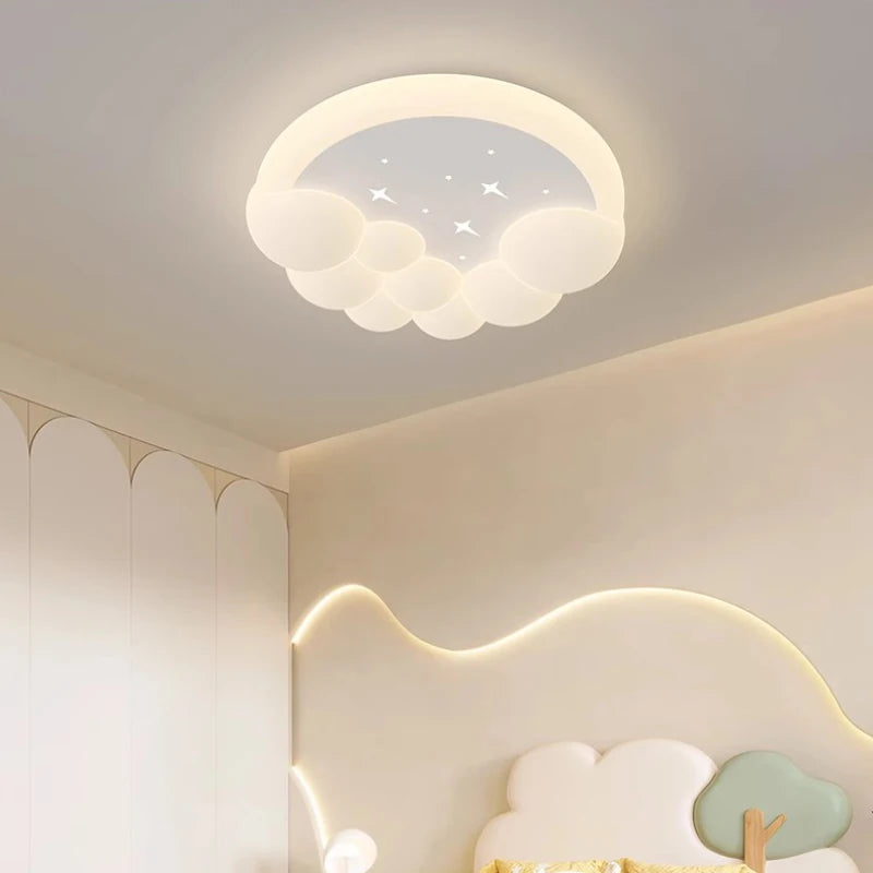 modern LED ceiling light with clouds and bubbles for children's bedrooms - vue 3 sur 10