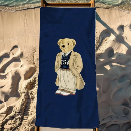 Serviette de plage séchage rapide motif oursons anime - vue 4 sur 5