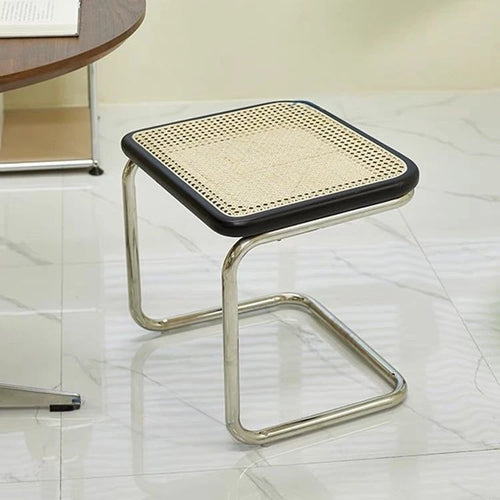 low stool in old Japanese-style rattan for living room or entrance - vue 3 sur 11