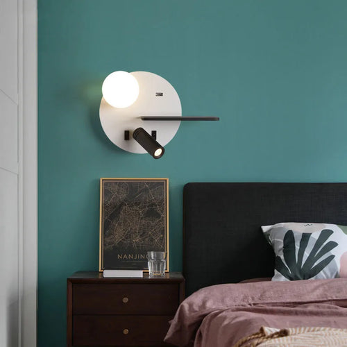 led wall light with usb charging for mobile phone - vue 4 sur 10