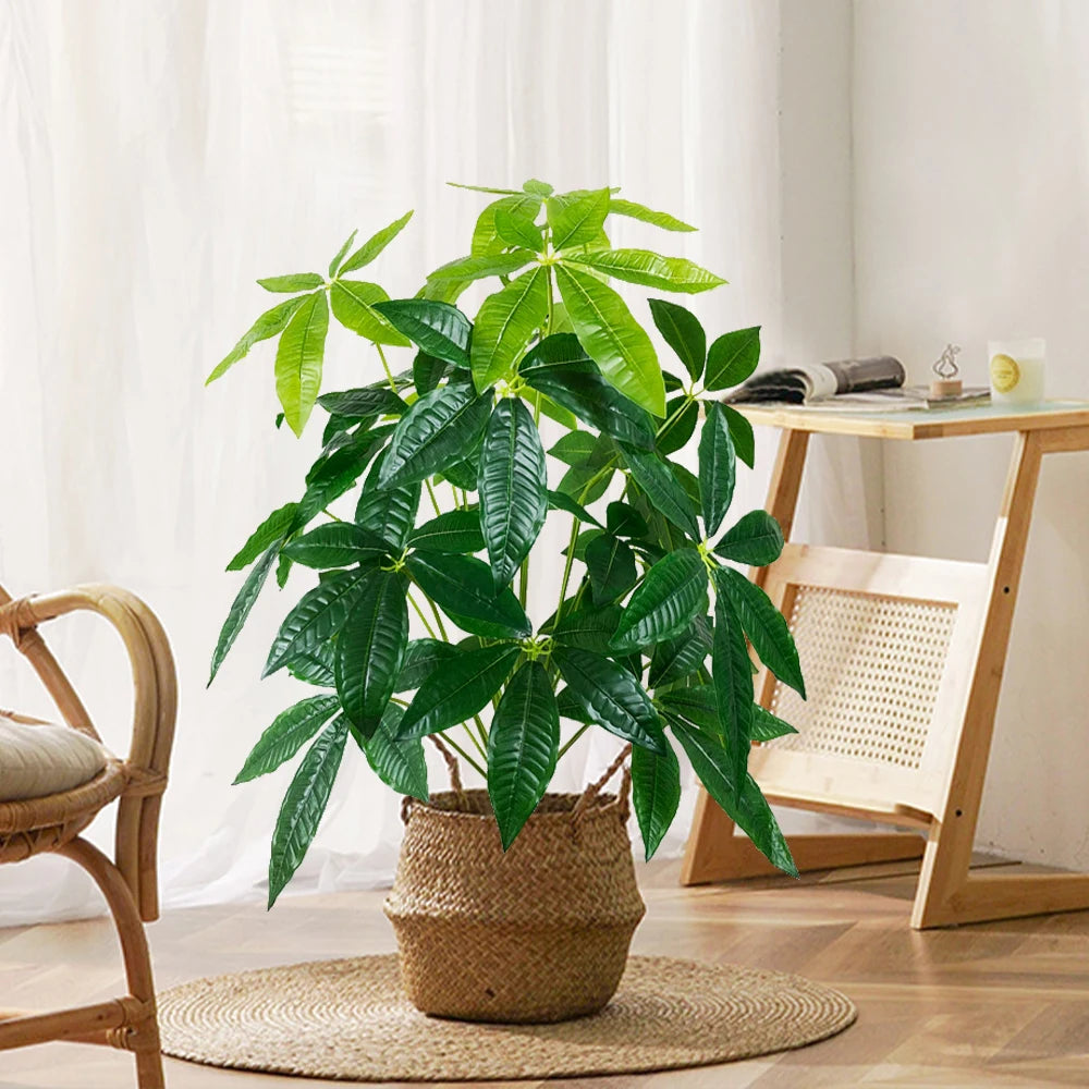 Artificial tropical palm with banana leaves for indoor decoration