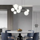 Modern brass ring pendant with white glass