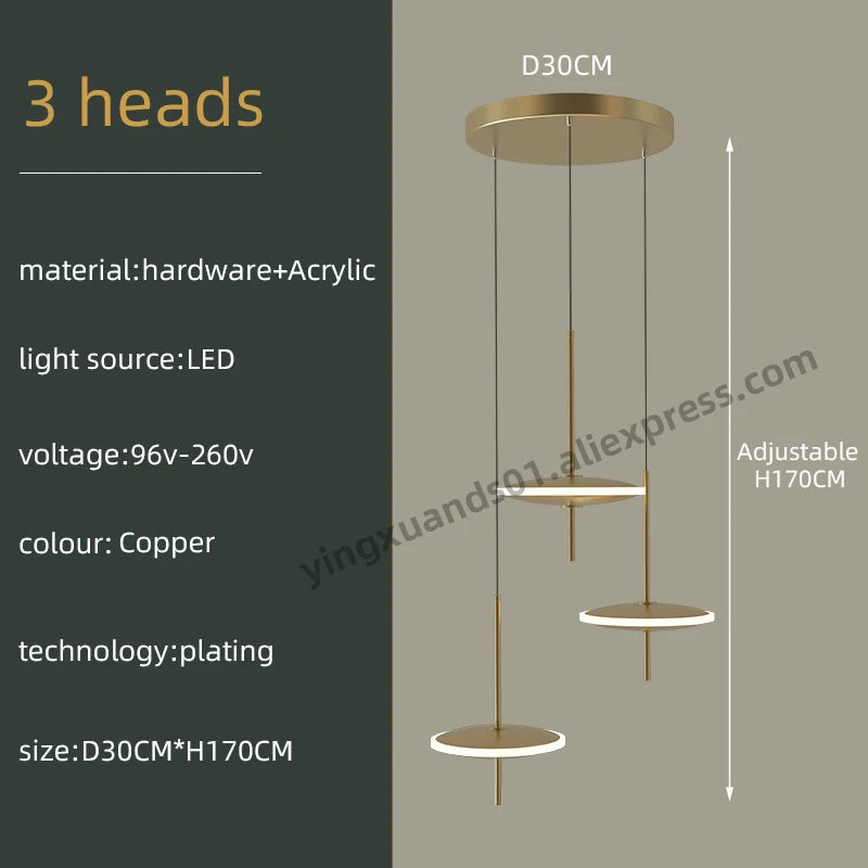 Nordic creative gold acrylic LED pendant light