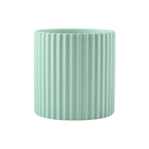 ceramic flower pot vertical lines for indoor plants - vue 22 sur 23