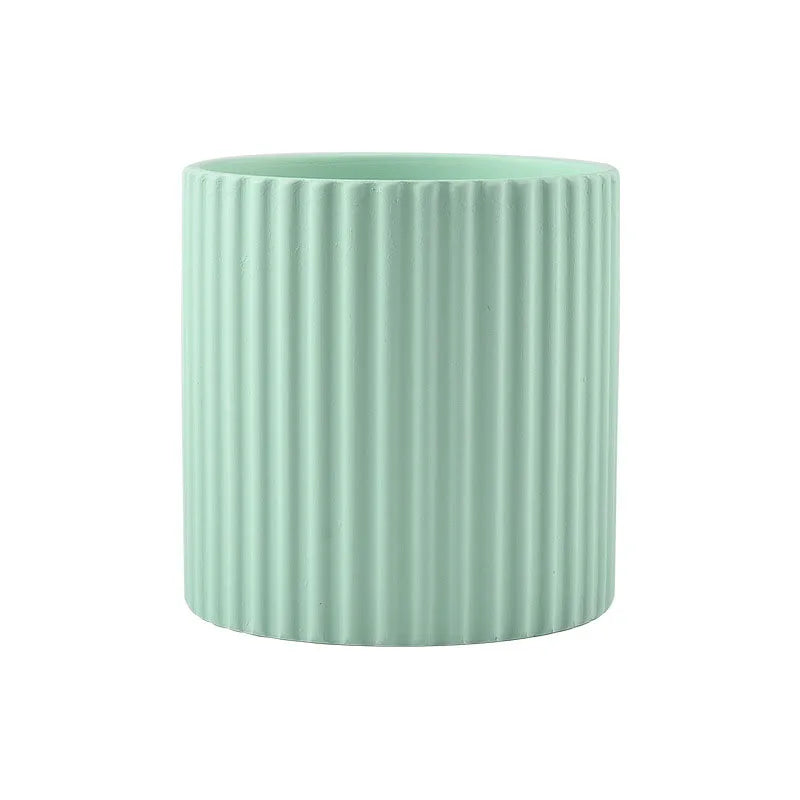 ceramic flower pot vertical lines for indoor plants - vue 21 sur 23