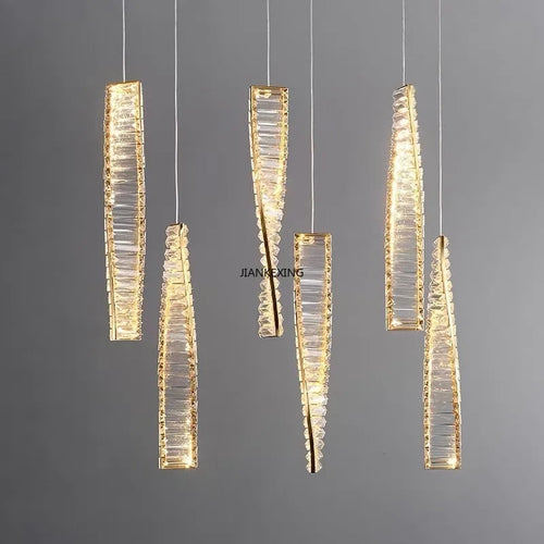 Creative and Personalized Long Crystal Light,Walkway Bedroom TV Background Wall Lamp Luxury Simple LED Suspension Lamps - vue 5 sur 12
