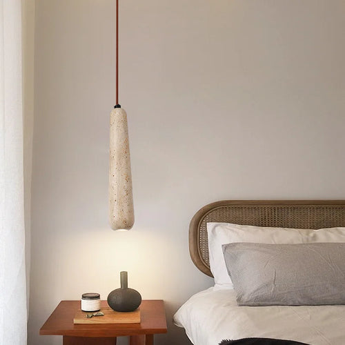 Retro LED pendant chandelier with vintage natural stone - vue 5 sur 6
