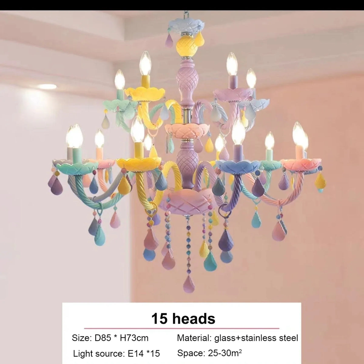 Kawaii crystal rainbow chandelier for children's bedroom decor - vue 13 sur 18