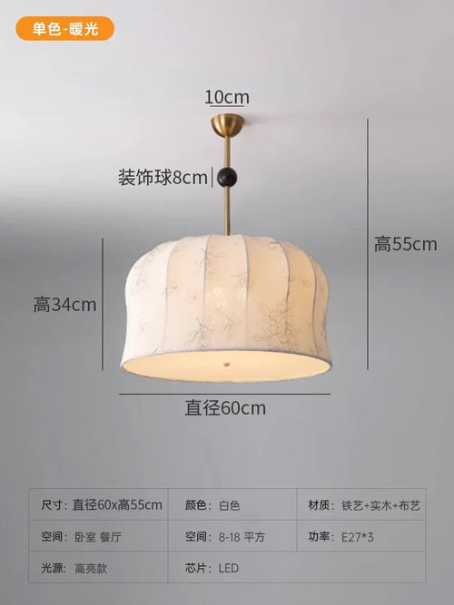 Solid wood study lamp with nanyang pattern and retro romantic chandelier
