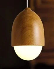 Modern glass and wood pendant light with mushroom design - vue 7 sur 8