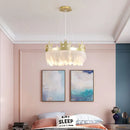 Simple nordic luxury chandelier with crystal feather pendant