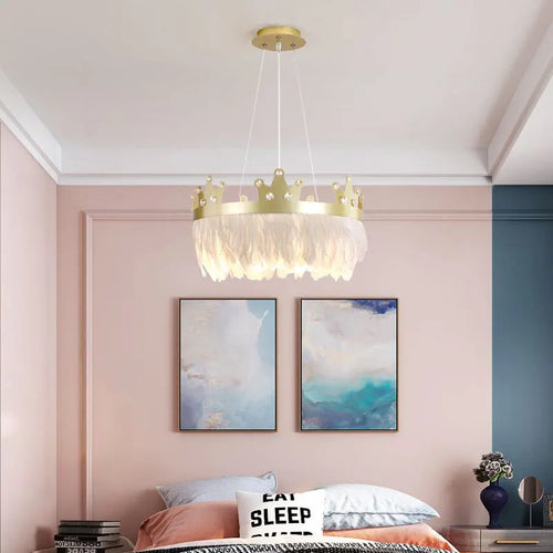 Simple nordic luxury chandelier with crystal feather pendant - vue 4 sur 12