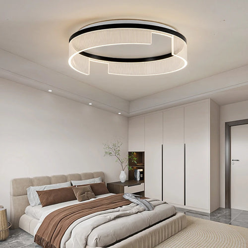 Modern round LED ceiling light in metal and acrylic for indoors - vue 4 sur 13