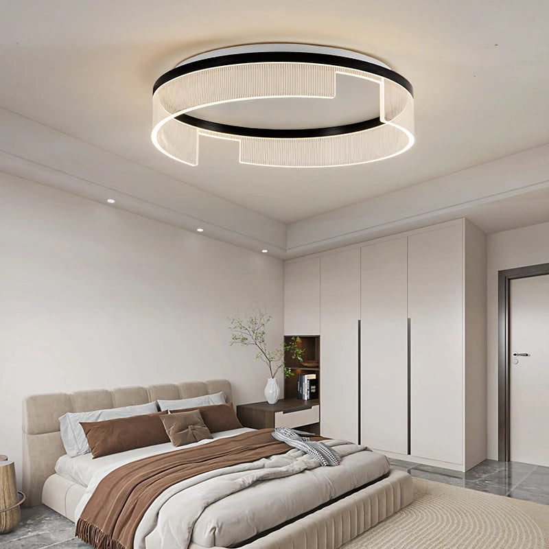 Modern round LED ceiling light in metal and acrylic for indoors - vue 3 sur 13