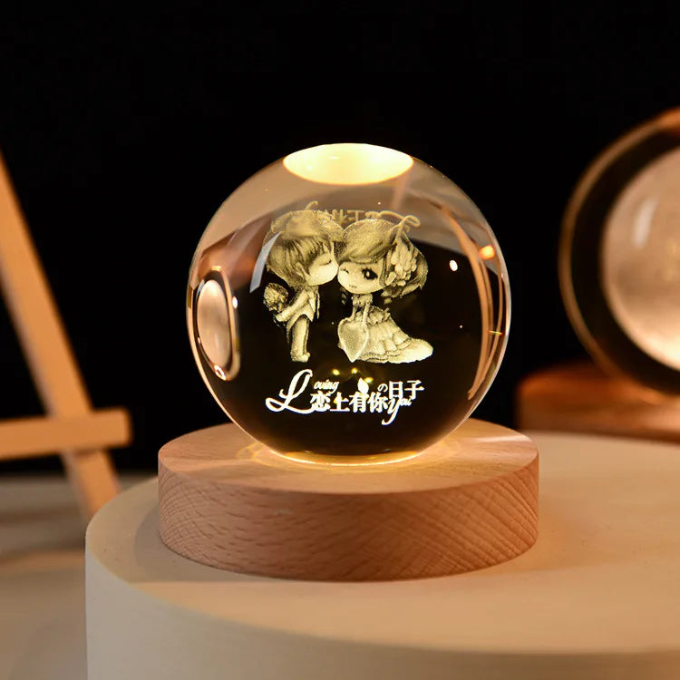 3D crystal ball solar system engraved decorative gift - vue 27 sur 32