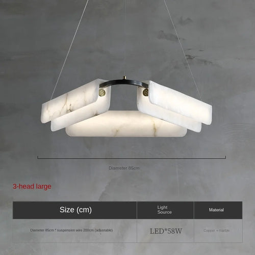 Modern designer chandelier in pure natural marble and copper - vue 9 sur 11