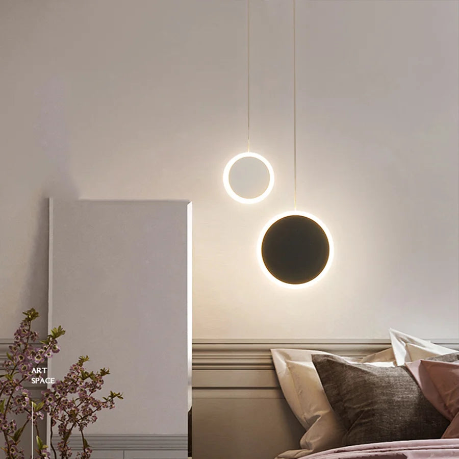 Double moon pendant light for interior decoration
