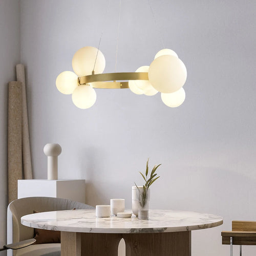 Clear White Glass Ball Pendant Light Parlor Restaurant Bedroom Hanging Lamp Cord Adjustable Include G9 Bulb Good Packaging - vue 2 sur 17