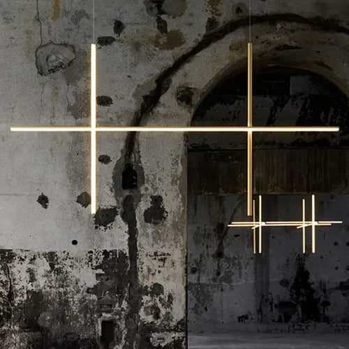 Italian designer tubular LED pendant chandelier - vue 6 sur 15