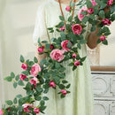 Elegant artificial silk rose vine floral decoration
