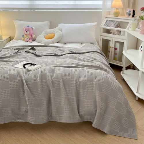 Breathable waffle cotton throw blanket for living room and bedroom - vue 5 sur 7
