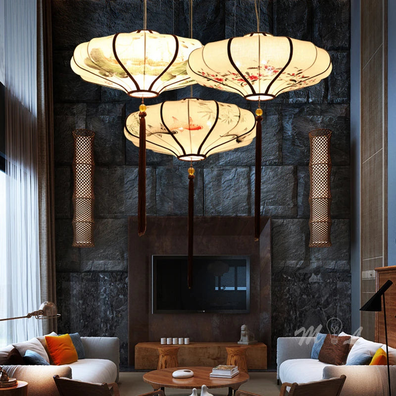 Chinese style hand-painted pendant light retro lighting