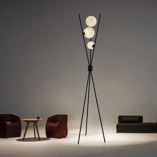 LED floor lamp with glass moon ball - vue 5 sur 9