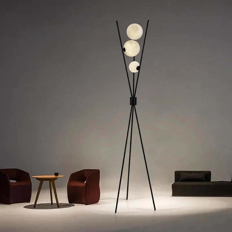 LED floor lamp with glass moon ball - vue 4 sur 9